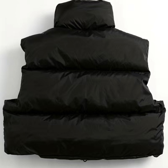 High Neck Vest, Casual Zip Up Sleeveless Warm Puffer Vest - Picture 3 of 9